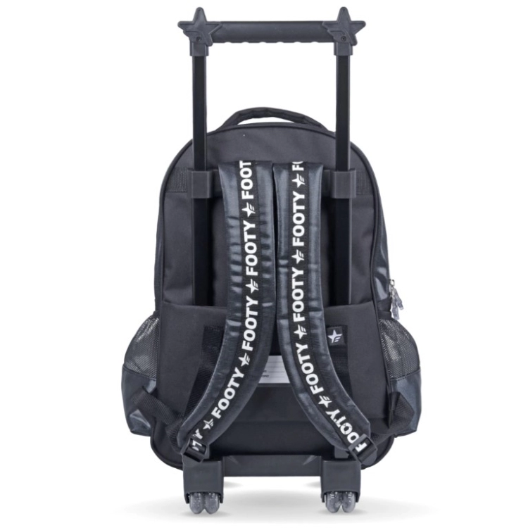 Mochila Escolar Footy 2026 Glow Fly Negra 18" con carro Art.F26341